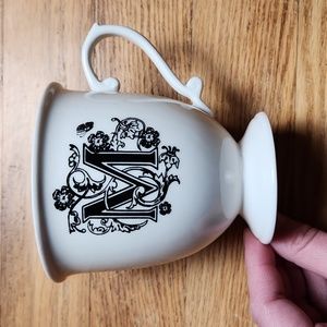 Anthropologie letter 'M' Missus initial letter monogram footed mug